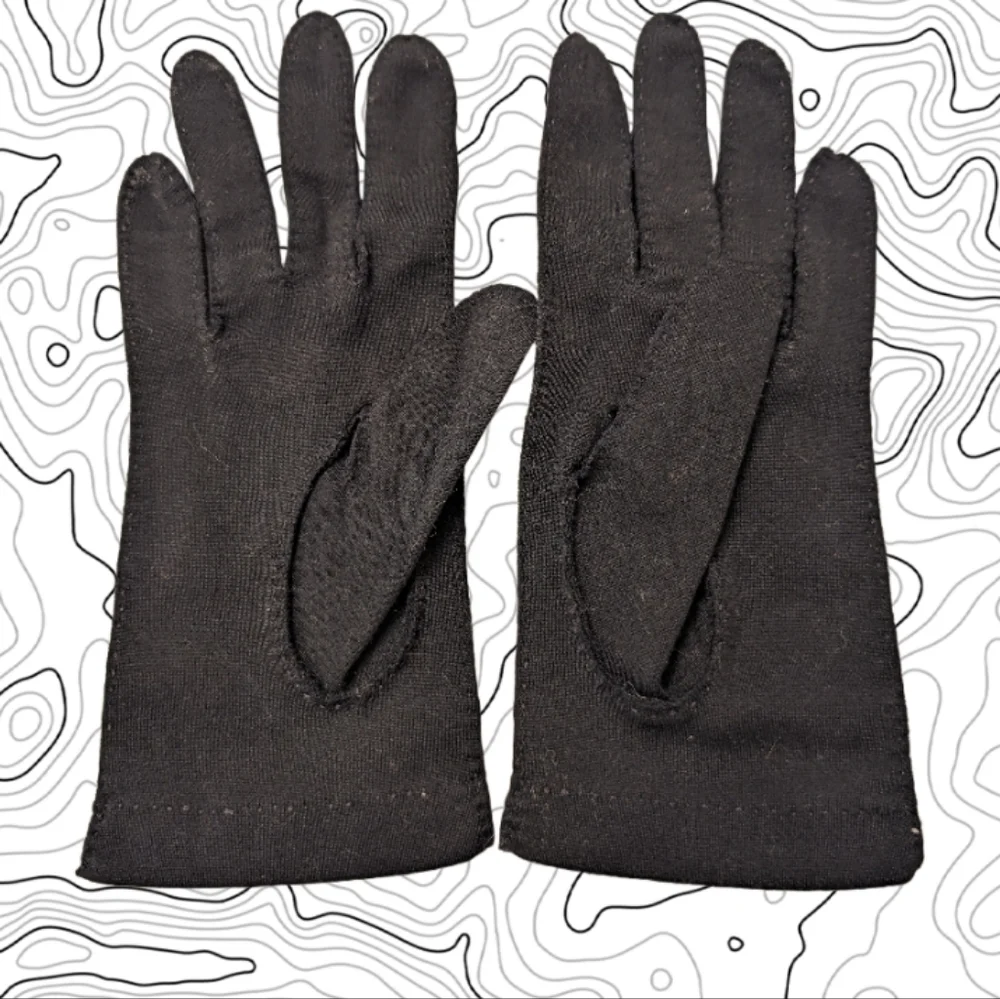 VINTAGE Black Fancy Retro Gloves Medium Evening